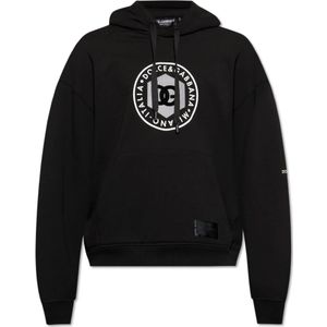 Dolce & Gabbana, Heren, Sweatshirts & Hoodies, Zwart, Maat: 2XL Katoen,