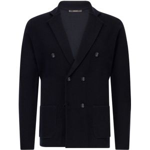 Boggi Milano - Gebreid Vest - Navy - Merino Wol - Lange Mouw