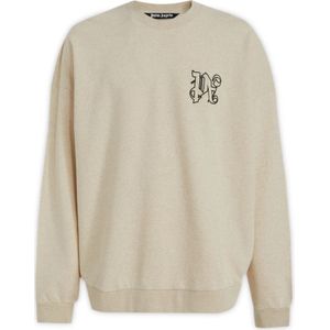 Palm Angels, Heren, Sweatshirts & Hoodies, Beige, Maat: M Katoen,