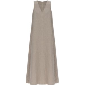 Max Mara, Dames, Jurken, Grijs, Maat: 2XS Linnen,