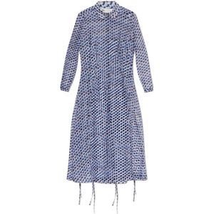 Tory Burch, Dames, Jurken, Blauw, Maat: S Zijde,