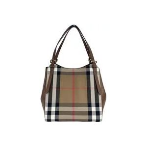 Burberry Check Tote Tas met Tan Accents , Multicolor , Dames , Maat: ONE Size