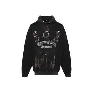 Represent Zwarte Hondenprint Hoodie , Black , Heren , Maat: L