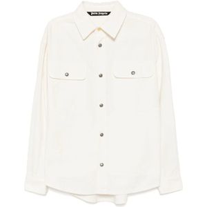 Palm Angels, Heren, Overhemden, Beige, Maat: S Katoen,