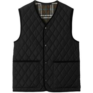 Burberry Diamantgestikte mouwloze vest , Black , Heren , Maat: L