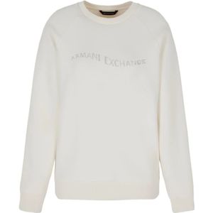 Armani Exchange, Dames, Sweatshirts & Hoodies, Wit, Maat: L Katoen,