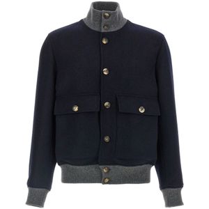 Brunello Cucinelli, Heren, Jassen, Blauw, Maat: M Wol,