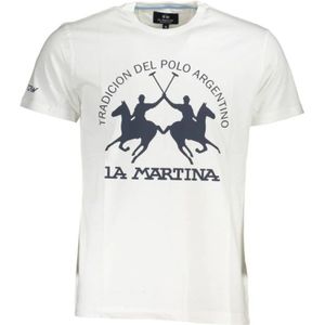 La Martina - T-shirt - Wit - Katoen - Elegant met Iconische Print