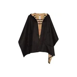 Burberry Cashmere poncho met capuchon , Black , Dames , Maat: ONE Size