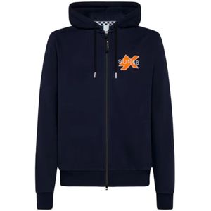 Sun68, Heren, Sweatshirts & Hoodies, Blauw, Maat: S Katoen,