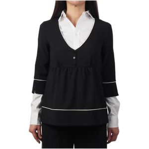 Alessia Santi, Dames, Blouses & Shirts, Zwart, Maat: M