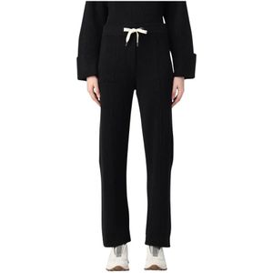Brunello Cucinelli, Dames, Broeken, Zwart, Maat: S Wol,