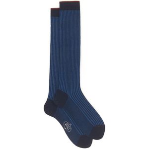Gallo - Lange Geplateerde Sokken - Oceaanblauw - Heren - Katoen