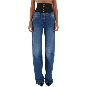 Elisabetta Franchi, Dames, Jeans, Blauw, Maat: W25 Denim,