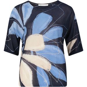 Betty & Co - Overhemden - Blauw - Fijngebreide Trui met Print