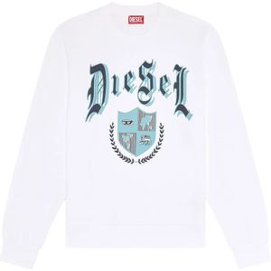 Diesel, Heren, Sweatshirts & Hoodies, Wit, Maat: XL Katoen,