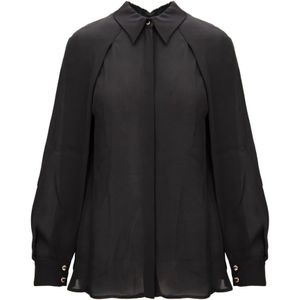 Elisabetta Franchi, Dames, Blouses & Shirts, Zwart, Maat: M Viscose,