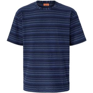 Missoni, Heren, Tops, Blauw, Maat: M Katoen,