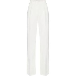 Elisabetta Franchi, Dames, Broeken, Wit, Maat: S Leer,