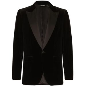 Dolce & Gabbana, Heren, Jassen, Zwart, Maat: XL Zijde,