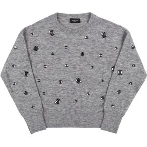 Nenette, Dames, Sweatshirts & Hoodies, Grijs, Maat: M Wol,