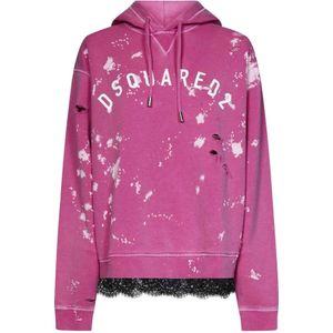 Dsquared2 Gedrukt Logo Hoodie , Pink , Dames , Maat: M