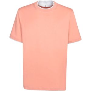 Brunello Cucinelli, Heren, Tops, Roze, Maat: L Katoen,
