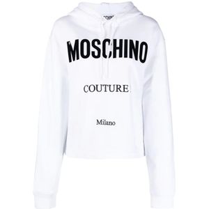 Moschino, Dames, Sweatshirts & Hoodies, Wit, Maat: 2XS Katoen,
