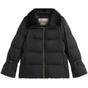 Herno, Dames, Jassen, Zwart, Maat: S Satijn,