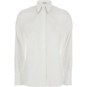 Brunello Cucinelli, Dames, Blouses & Shirts, Wit, Maat: M Katoen,