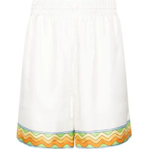 Casablanca Zijden Trekkoord Shorts , White , Heren , Maat: S