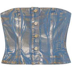 Ganni, Dames, Tops, Blauw, Maat: S Denim,