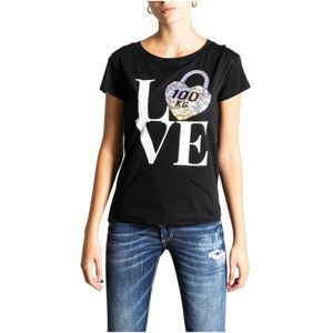 Love Moschino, Dames, Tops, Zwart, Maat: S Katoen,