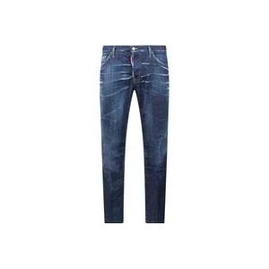 Dsquared2 Gewassen Blauwe Slim-Fit Denim Jeans , Blue , Heren , Maat: 2XL