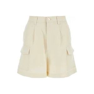 Woolrich Stijlvolle Ivory Viscose Blend Shorts , White , Dames , Maat: W28