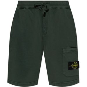 Stone Island, Heren, Korte broeken, Groen, Maat: L Katoen,