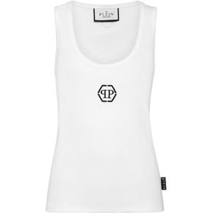 Philipp Plein, Dames, Tops, Wit, Maat: XS Katoen,