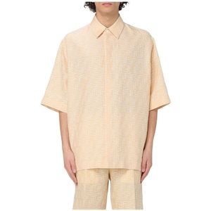 Fendi, Heren, Overhemden, Geel, Maat: XL Linnen,