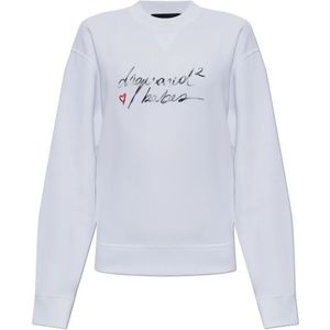 Dsquared2, Dames, Sweatshirts & Hoodies, Wit, Maat: M Katoen,