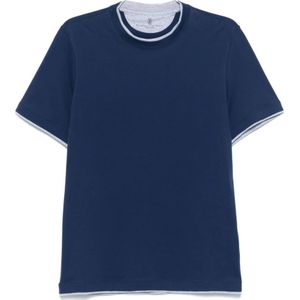 Brunello Cucinelli, Heren, Tops, Blauw, Maat: M Katoen,