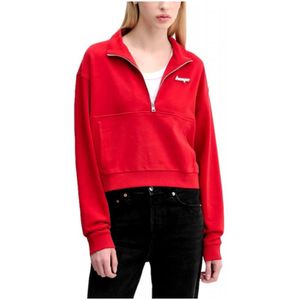 HUGO - Dorata_B - Sweatshirt - Cranberry - Halve Rits