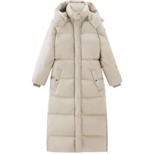 Woolrich Lange Parka in Melkachtig Room , Beige , Dames , Maat: S
