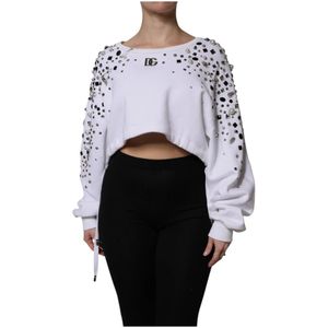 Dolce & Gabbana, Dames, Sweatshirts & Hoodies, Wit, Maat: XS Katoen,