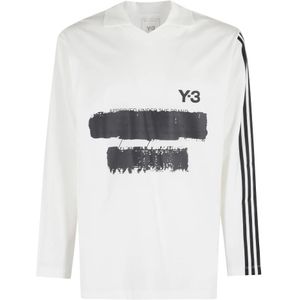 Y-3, Heren, Tops, Wit, Maat: L Katoen,