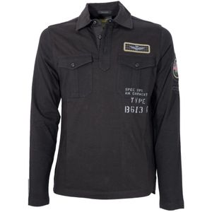 Aeronautica Militare, Heren, Tops, Zwart, Maat: 3XL Katoen,