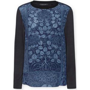 Elena Mirò, Dames, Tops, Blauw, Maat: XL Satijn,