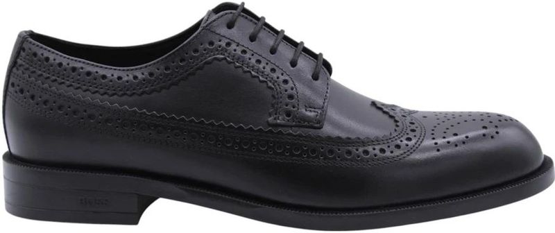 BOSS BLACK - Derby Herenschoenen - Effen - Runderleer - Gaatjesmotief - Vetersluiting