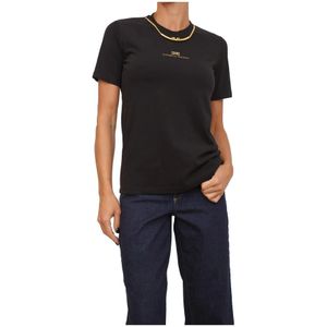 Elisabetta Franchi, Dames, Tops, Zwart, Maat: XL Katoen,