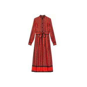 Gucci Vierkante G-kettingprint zijden jurk , Red , Dames , Maat: M