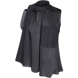 Sacai, Dames, Tops, Zwart, Maat: XL Katoen,